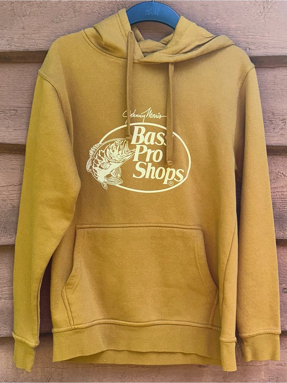 ❌SOLD❌Bass Pro Shops Mens Mustard Yellow Graphic Logo Hoodie Sweatshirt